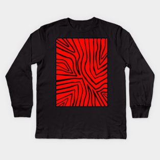 RED Zebra Stripes Kids Long Sleeve T-Shirt